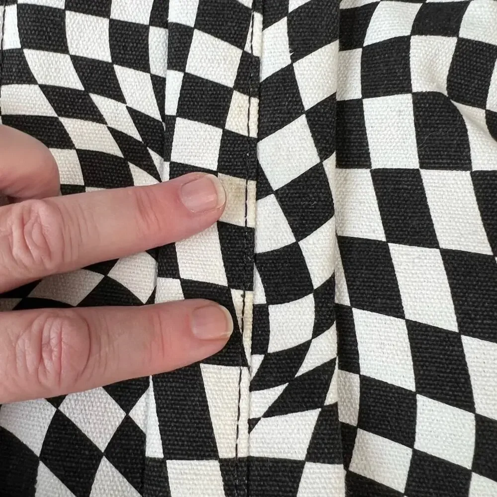 Black White Checkered Sling Backpack Crossbody Shoulder Unisex Travel Hiking